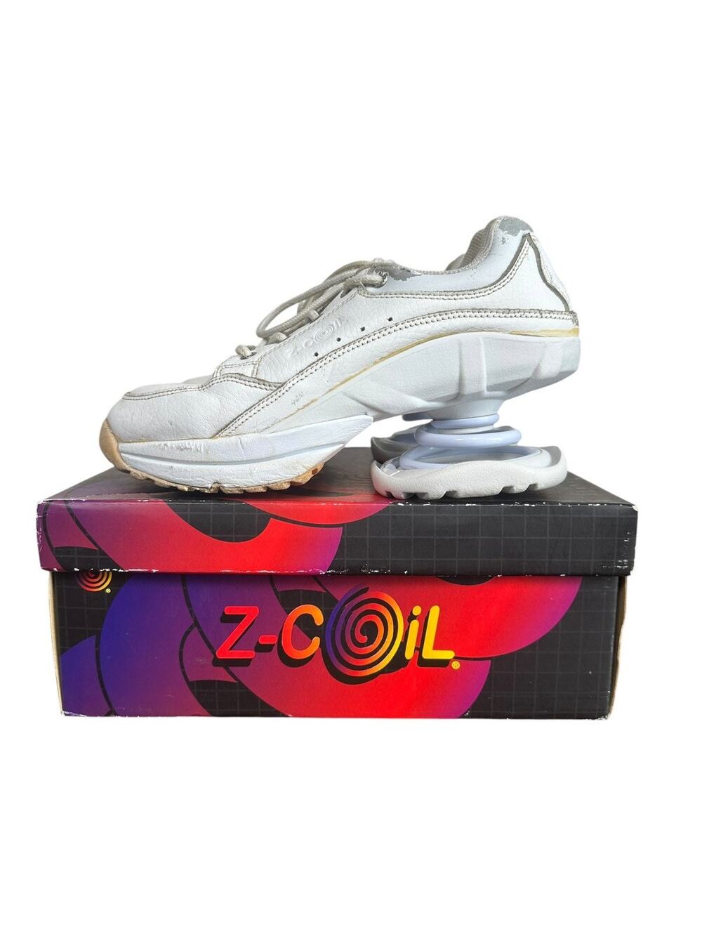 Z-Coil Women’s White & Gray Cloud Walker Spring Heel Pain Relief Shoes Size 7/38